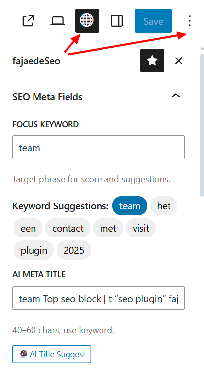 FajaedeSEO AI+ Plugin Interface